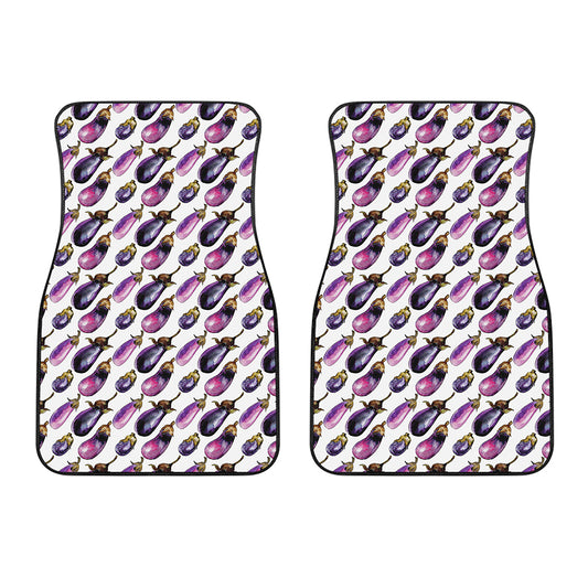 Watercolor Eggplant Pattern Print Front Car Floor Mats