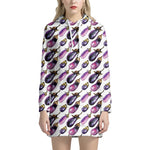 Watercolor Eggplant Pattern Print Hoodie Dress