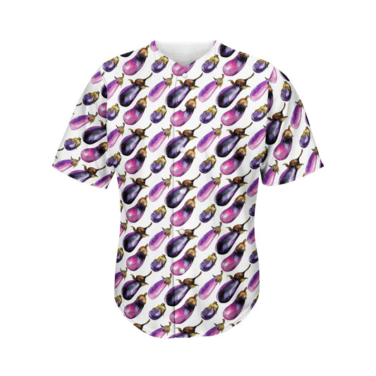 Watercolor Eggplant Pattern Print Men's Baseball Jersey