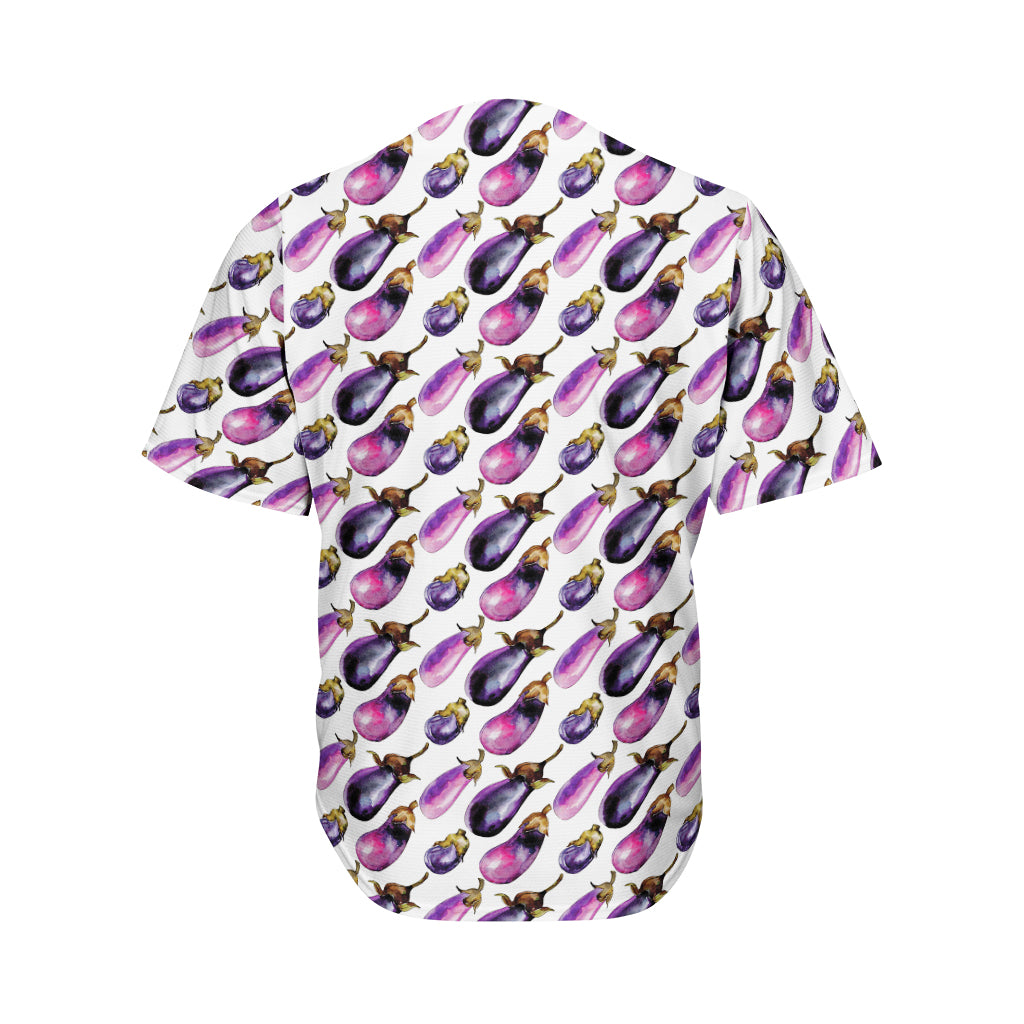 Watercolor Eggplant Pattern Print Men's Baseball Jersey