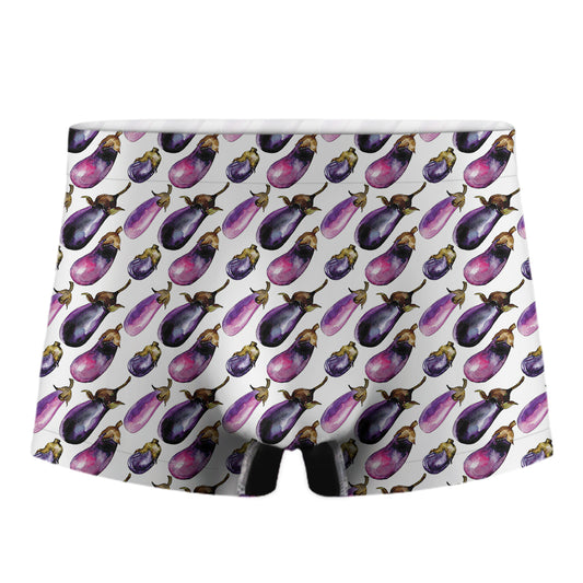 Watercolor Eggplant Pattern Print Men's Boxer Briefs