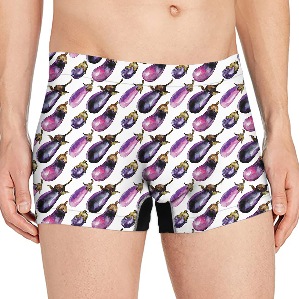 Watercolor Eggplant Pattern Print Men's Boxer Briefs