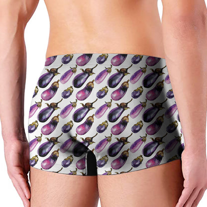 Watercolor Eggplant Pattern Print Men's Boxer Briefs