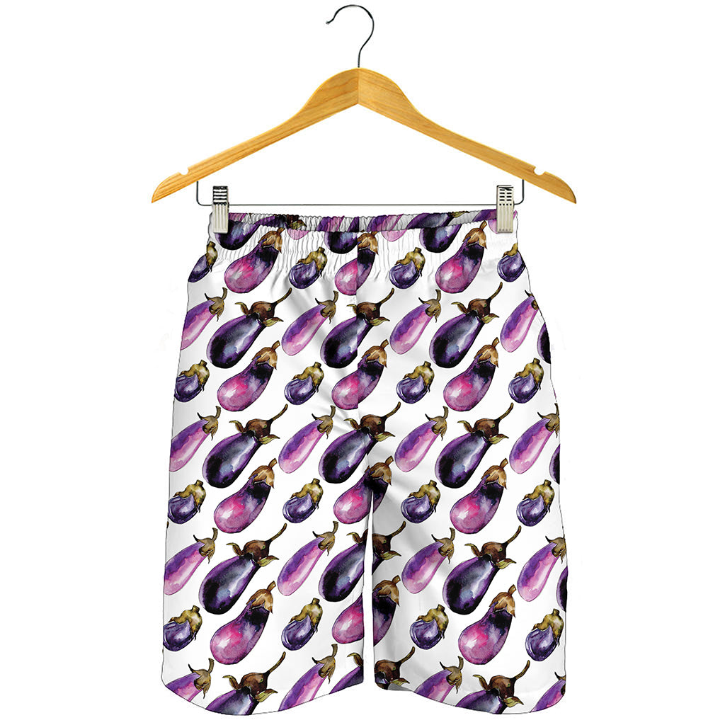 Watercolor Eggplant Pattern Print Men's Shorts