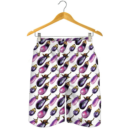 Watercolor Eggplant Pattern Print Men's Shorts