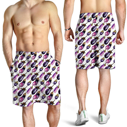 Watercolor Eggplant Pattern Print Men's Shorts