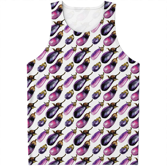Watercolor Eggplant Pattern Print Men's Tank Top