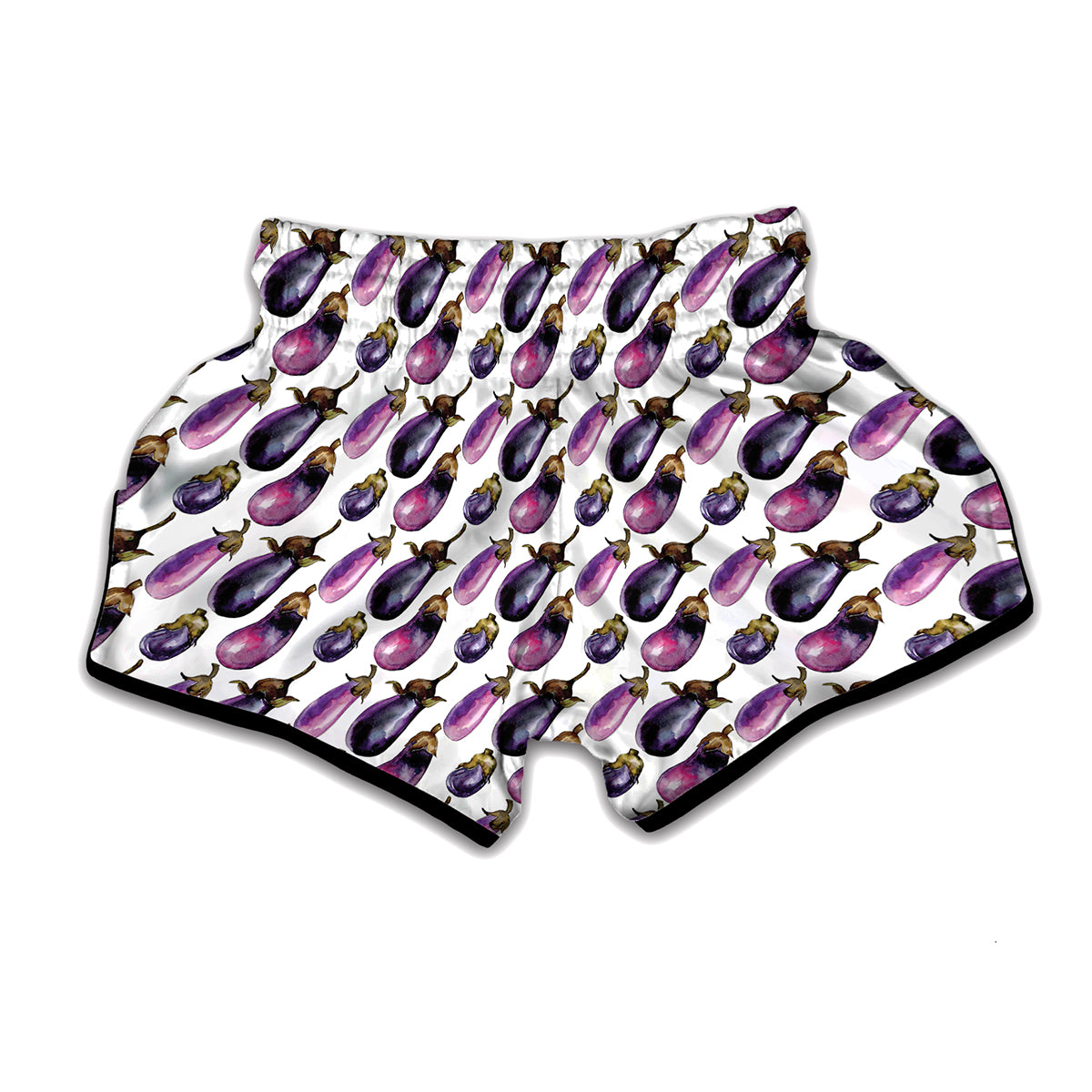 Watercolor Eggplant Pattern Print Muay Thai Boxing Shorts
