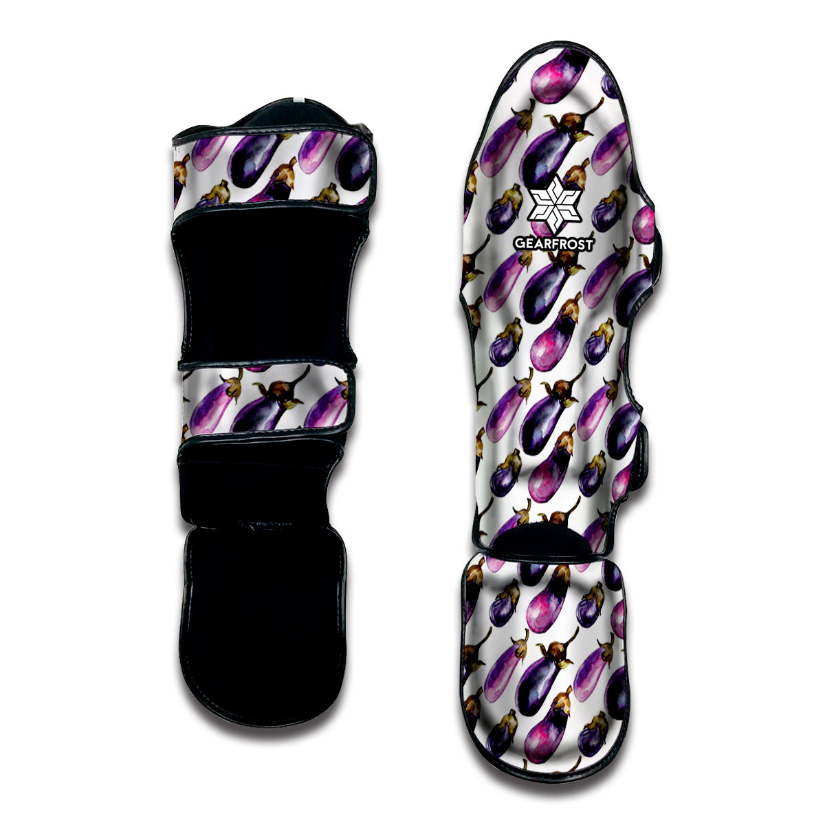 Watercolor Eggplant Pattern Print Muay Thai Shin Guard