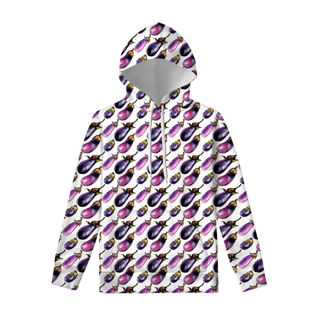 Watercolor Eggplant Pattern Print Pullover Hoodie