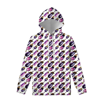 Watercolor Eggplant Pattern Print Pullover Hoodie