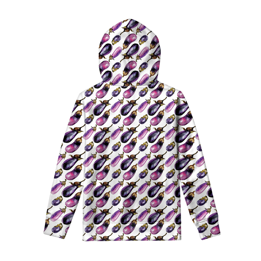 Watercolor Eggplant Pattern Print Pullover Hoodie