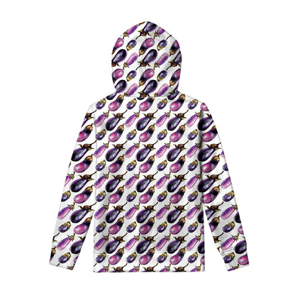 Watercolor Eggplant Pattern Print Pullover Hoodie