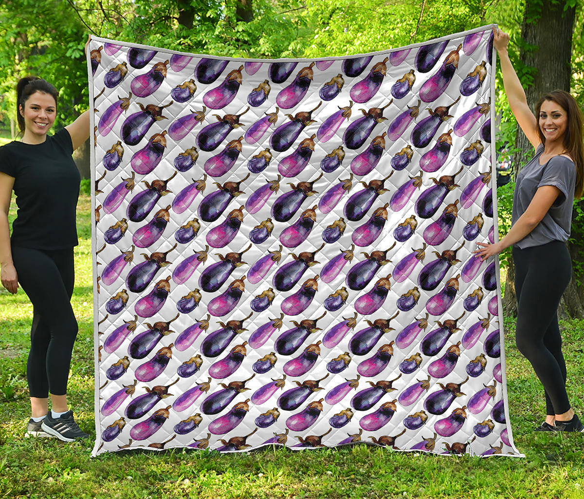 Watercolor Eggplant Pattern Print Quilt