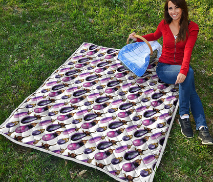 Watercolor Eggplant Pattern Print Quilt
