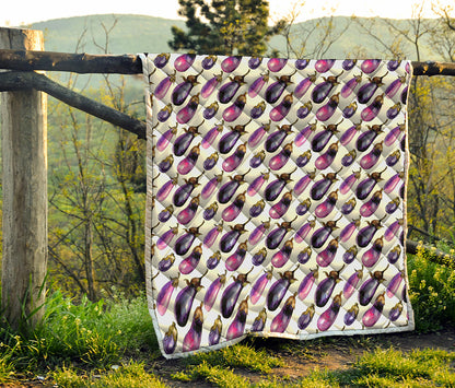 Watercolor Eggplant Pattern Print Quilt
