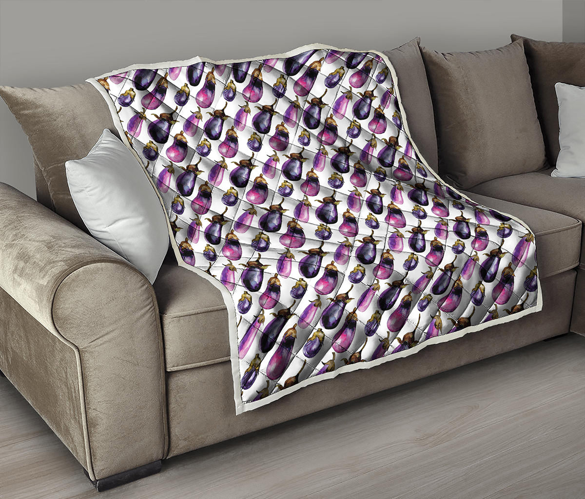 Watercolor Eggplant Pattern Print Quilt