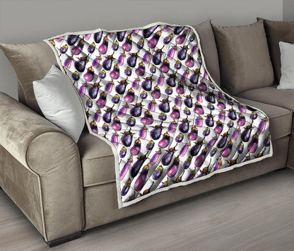 Watercolor Eggplant Pattern Print Quilt