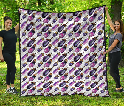 Watercolor Eggplant Pattern Print Quilt