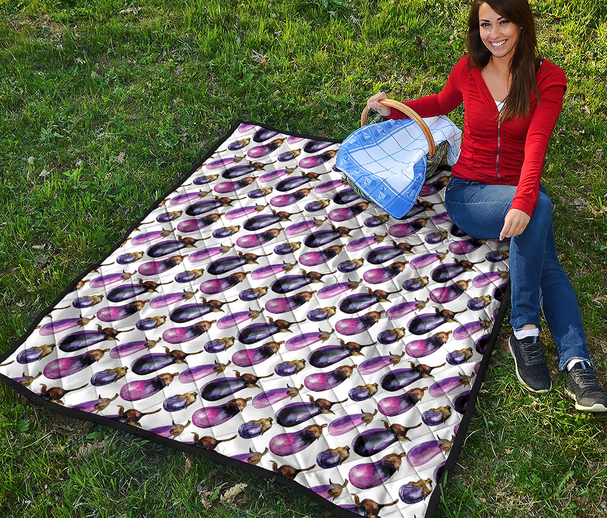Watercolor Eggplant Pattern Print Quilt
