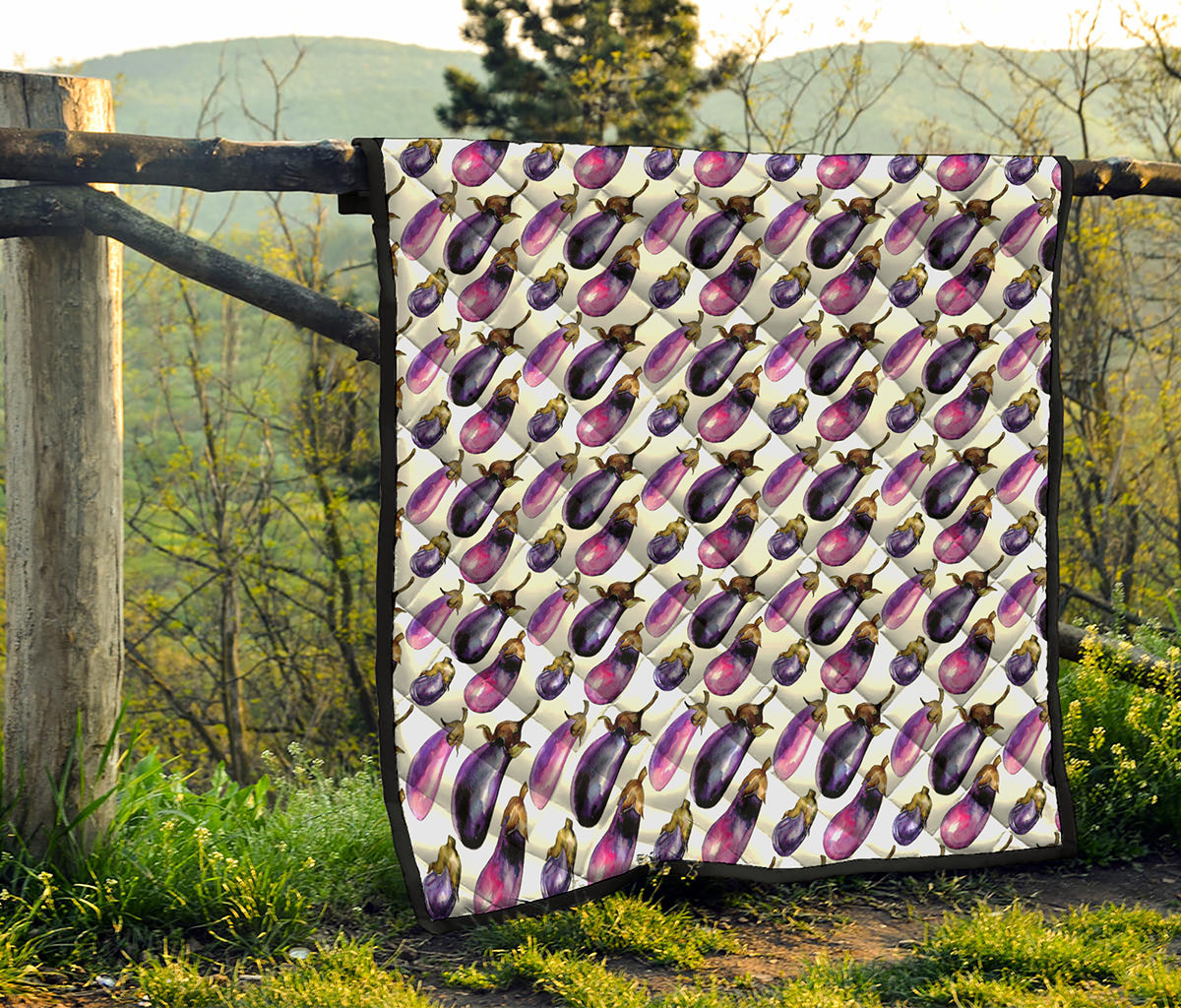 Watercolor Eggplant Pattern Print Quilt