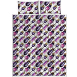 Watercolor Eggplant Pattern Print Quilt Bed Set