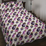 Watercolor Eggplant Pattern Print Quilt Bed Set
