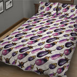 Watercolor Eggplant Pattern Print Quilt Bed Set
