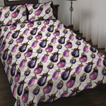 Watercolor Eggplant Pattern Print Quilt Bed Set