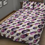 Watercolor Eggplant Pattern Print Quilt Bed Set