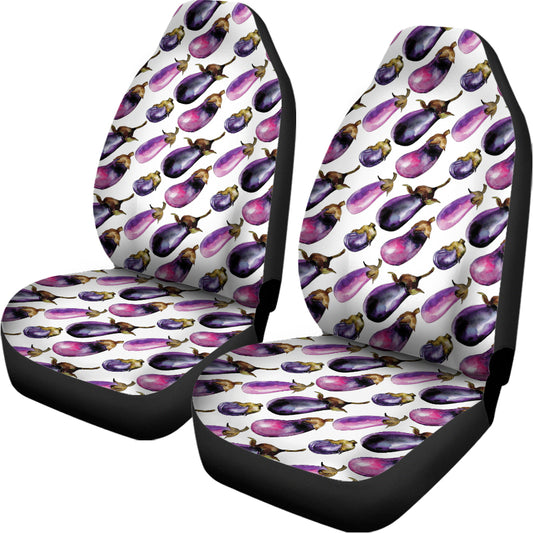 Watercolor Eggplant Pattern Print Universal Fit Car Seat Covers