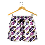 Watercolor Eggplant Pattern Print Women's Shorts