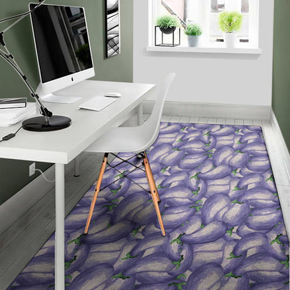 Watercolor Eggplant Print Area Rug