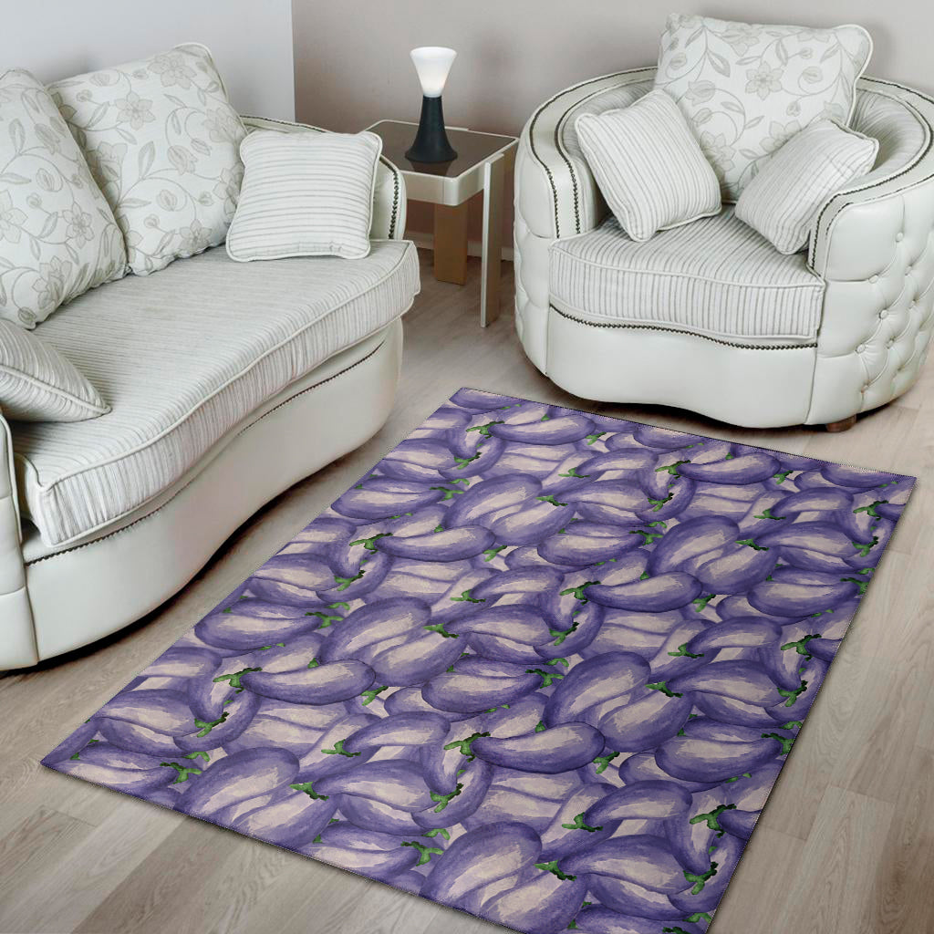 Watercolor Eggplant Print Area Rug
