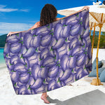 Watercolor Eggplant Print Beach Sarong Wrap