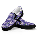 Watercolor Eggplant Print Black Slip On Shoes