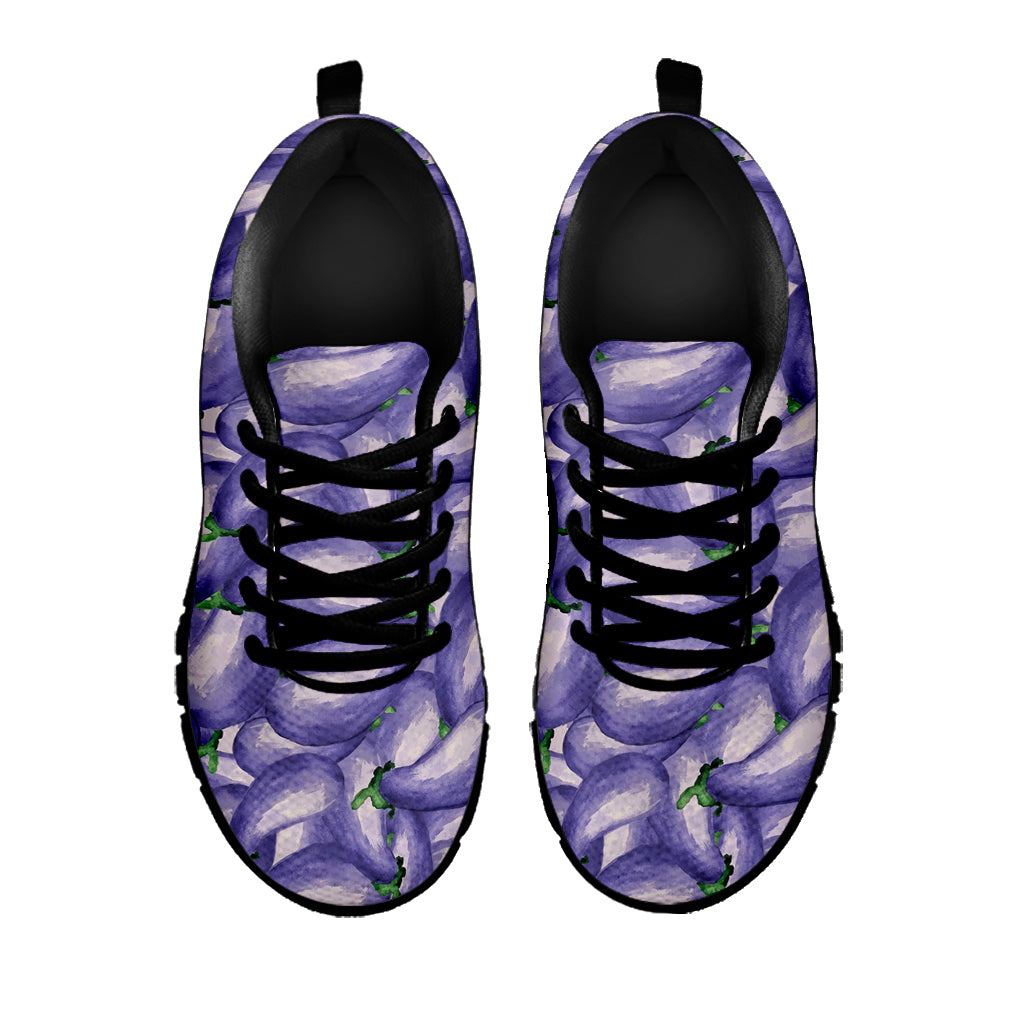 Watercolor Eggplant Print Black Sneakers