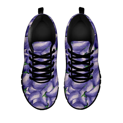 Watercolor Eggplant Print Black Sneakers