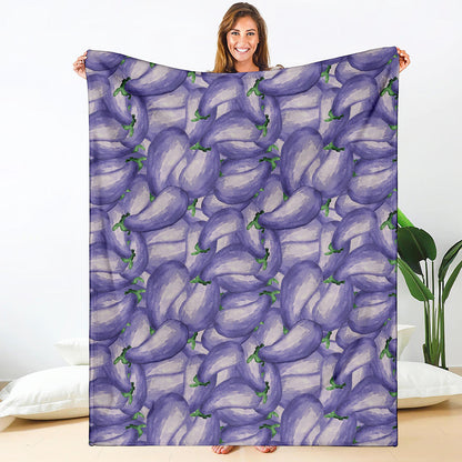 Watercolor Eggplant Print Blanket