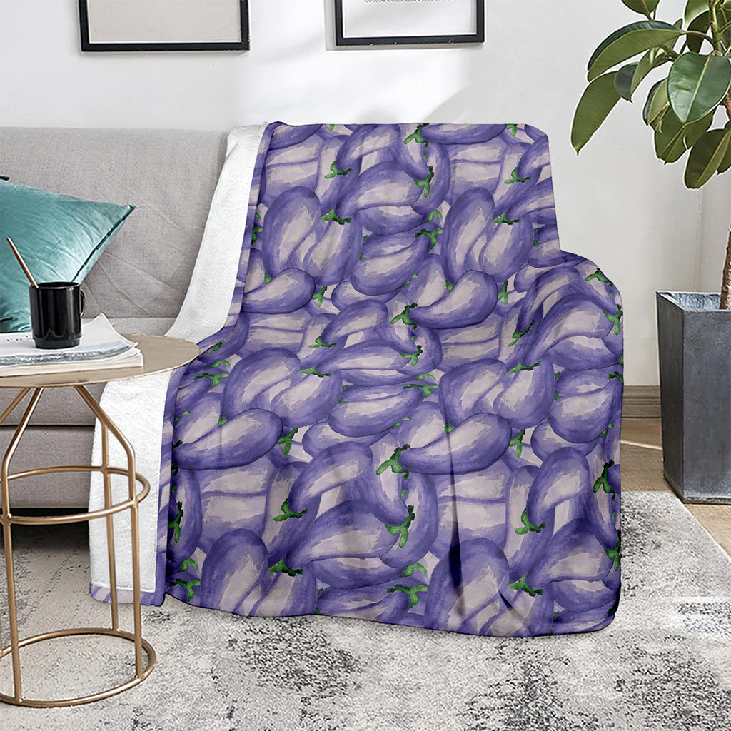 Watercolor Eggplant Print Blanket