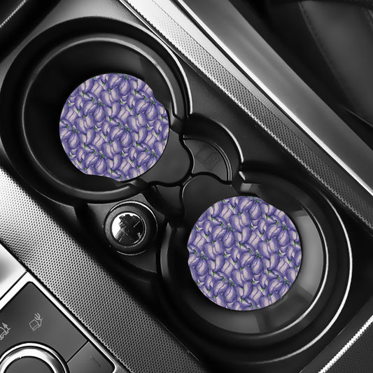 Watercolor Eggplant Print Car Coasters