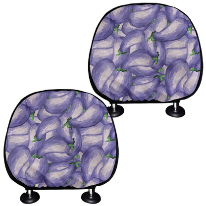 Watercolor Eggplant Print Car Headrest Covers