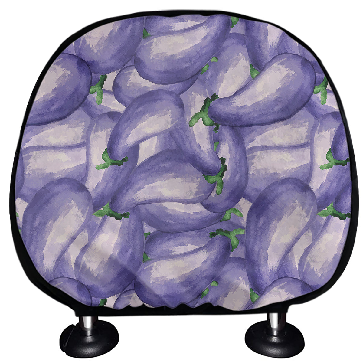 Watercolor Eggplant Print Car Headrest Covers