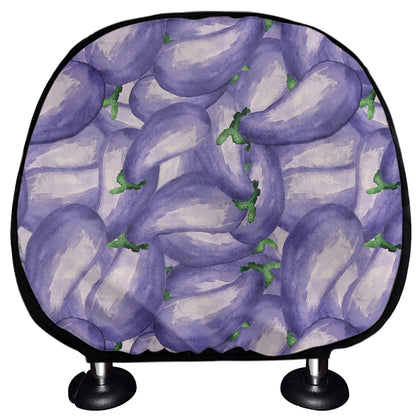 Watercolor Eggplant Print Car Headrest Covers