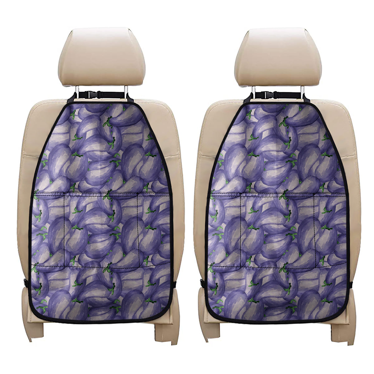 Watercolor Eggplant Print Car Seat Organizers