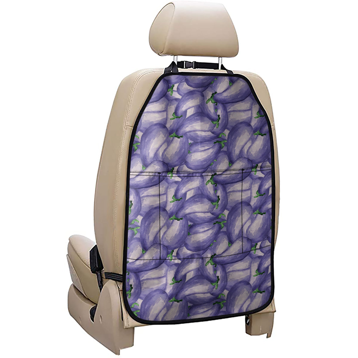 Watercolor Eggplant Print Car Seat Organizers