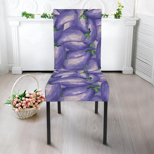 Watercolor Eggplant Print Dining Chair Slipcover
