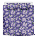 Watercolor Eggplant Print Duvet Cover Bedding Set