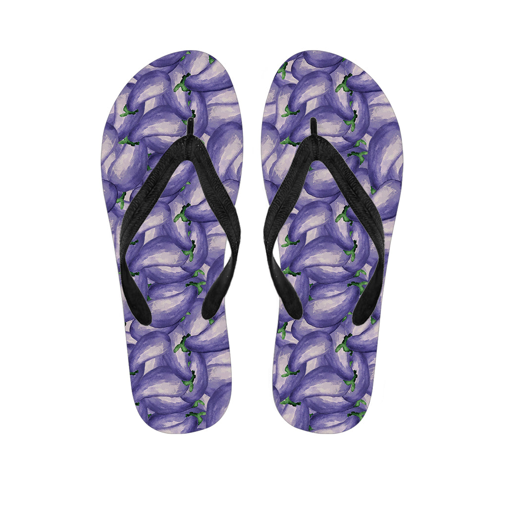 Watercolor Eggplant Print Flip Flops