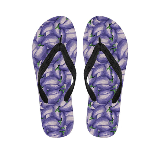 Watercolor Eggplant Print Flip Flops